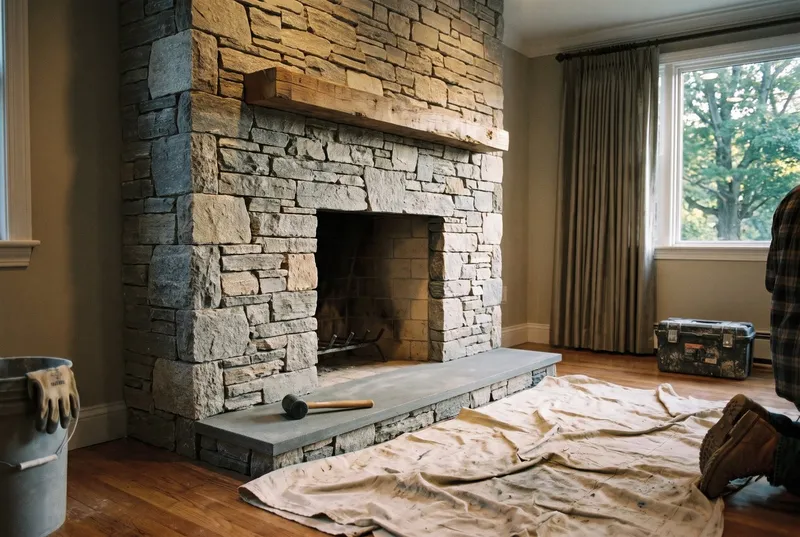floor-to-ceiling fireplace (sample photo)