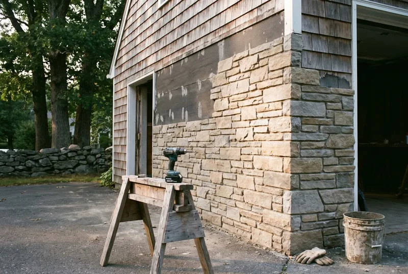Stone veneer panels and faux stone (sample photo)