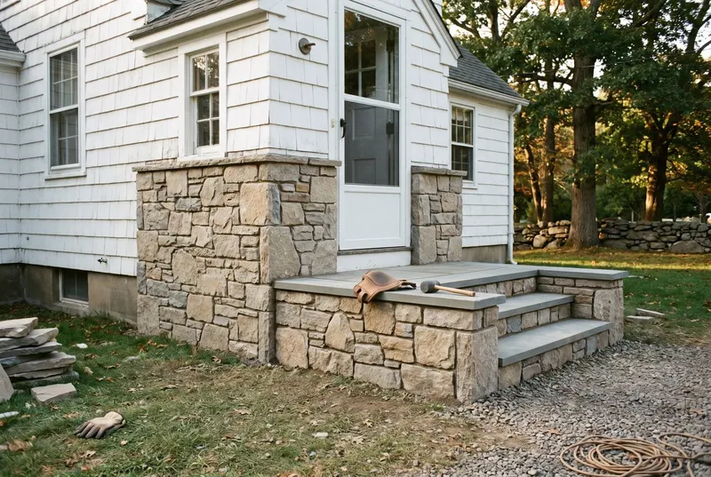 veneered stoop with bluestone treads (sample photo)